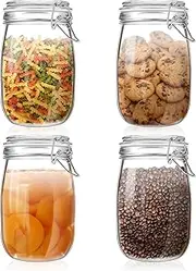 Mason Jars Set, Wide Mouth Mason Jars With mason jar lids and Bands, Regular Mouth Spice Jar with Airtight Lids for Canning, Fermenting & Pickling (4 Units)
