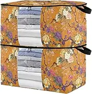 sanluoli 60L 2 Pack Under Bed Storage with Reinforced Handles, clear window Bedroom Closet Storage