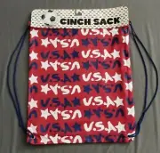 Red USA Cinch Sack Draw String Back Pack New Gift School Sports Beach Everyday