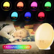 Wake Up Light Sunrise Alarm Clock FM Radio Snooze Natural Sounds Sleep Aid Decor