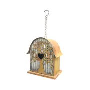 Willow & Silk Tree Detail Rustic Bird House Home/Garden Decor 25x18x51cm