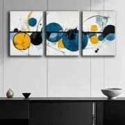 3pcs Abstract Blue and Black Modern Perfect Wall Art Canvas Framed 50x70cm