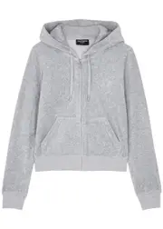 Juicy Couture Classic Robertson Hooded Velour Sweatshirt - Grey - XS (UK6 / XS) XS (UK6 / XS)