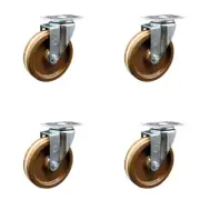 5 Inch High Temp Phenolic Wheel Swivel Top Plate Caster Set Service Caster