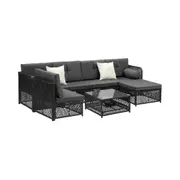 Livsip Outdoor Sofa Set 6 Seater Wicker Rattan Lounge Setting Patio Furniture