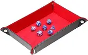 Onwon Dice Holder Dice Rolling Tray Double Sided PU Leather and Velvet Folding Tray Dice Pad for DND RPG Dice Gaming as Dungeons and Dragons and Other Table Games (Red)
