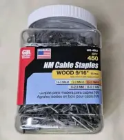 Gardner BenderNM Cable Staples, 450ct, MS-450J Wood 9/16 Staples, "NEW"