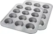 Professional Grade 12-Well Muffin Pan - Nonstick & Freezer Safe Set of 2