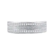 14k White Gold Round Diamond Wedding Wheat Texture Band Ring 1/3 Cttw
