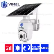 4G Security Camera 64GB Wireless 24/7 Solar Panel Flood Light Outdoor PTZ Farm