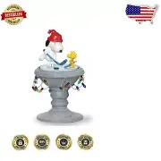 Statuesque 7 Inch Holiday Birdbath with LED Lights & Whimsical Hockey Display