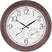 BESTIME 66294A 18.5-Inch Three-in-one Metal Wall Clock.Indoor,Outdoor,Thermometer,Hygrometer,Weather Resistant,Garden,Lanai,Farmhouse,Yard,Home Decor, Office,Photography Props,Living,Kitchen,Bedroom.