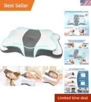 Cervical Contour Pillow with Soft Memory Foam for Comfortable Sleep - Grey