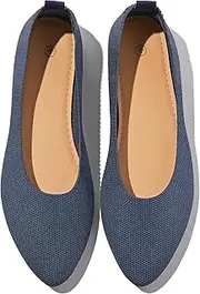 [Shupua] Women's Flats Shoes Pointed Toe Flats Comfortable Slip on Shoes Flat Dress Shoes Black Ballet Flats for Women, Navy, 10