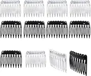 24 Pieces Plastic Hair Side Combs Small Twist Comb Teeth Hair Clips Women Girls Bridal Wedding Veil Comb (Black, Clear color, One Size（5 * 4cm）)