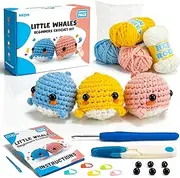 Beginner Crochet Kit, Crochet Kits for Kids and Adults, 3PCS Crochet Animal Kit for Beginners Include Videos Tutorials, Yarn, Eyes, Stuffing, Crochet Hook - Boys and Girls Birthdays Gift