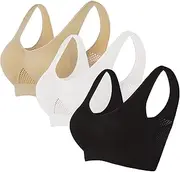 [Tmtolofot] 3PC Sports Bras for Women High Support Wireless Bras Womens Sports Bra Breathable No Underwire Seamless Yoga Bras