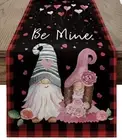 Farmhouse Buffalo Check Gnomes Kitchen Dining Valentine’s Day Table Runner 72”