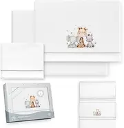Interbaby - Cot Bed Duvet Cover Set 50 x 80 cm Baby - Winter Bedding in Coralina Fabric - Giraffe Elephant Model - Includes Flat Sheet + Flat Sheet + Pillowcase