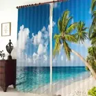 Great Coconut Tree Sea 3D Blockout Photo Print Curtain Fabric Curtains Window