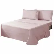 Combed Cotton Bed Flat Fitted Sheet Set Soft Single Double Queen King Size Mauve