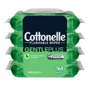 Cottonelle GentlePlus, 4 Flip-Top Packs, 42 Wipes per Pack (168 Total Flushable)