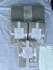 Crate & Barrel Organic Cotton Mellow Sterling Gray King Duvet, Pillow Cases