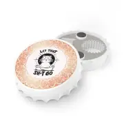 Yoga Cat Let Go Humor - Round Magnetic Bottle Opener - Fridge Magnet Gift