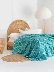 Kantha Quilt Indian Quilt Block Print Quilt Bedspread Bohemian Boho Cotton Throw Quilt Handmade Blanket Doona King Size 013
