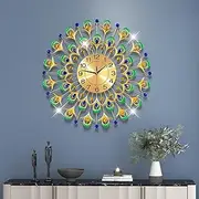[FLEBLE] Wall Clocks for Living Room Decor Large Wall Clock Battery Operated 24" Silent Non-Ticking for Kitchen,Home,Office,Bedroom,Office Indoor Crystal Round Wall Decoration