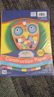 Sunworks Construction Paper, Heavyweight 50 Sheets 10 Assorted Colors 9" X 12"