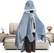 [Generic] Wearable Shark Blanket - Shark Hoodie Blanket,Comfortable Super Soft Warm Cozy Blanket, Wearable Cartoon Animals Shark Blanket Hoodie for Girls, Home