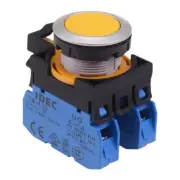 IDEC CW Series Yellow Metallic Momentary Flush Push Button Switch 2NO IP65