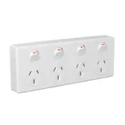Clipsal Classic C2000 Series Quad Powerpoint 10Amp 2Pole Horizontal Switch Socket Outlet White - C2015D4-WE