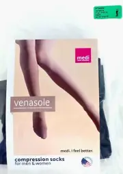 Venasole Compression Stocking Medium Black closed toe 20-30,New, Medical Benefit