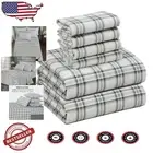 Plush 6PC Full Size Flannel Sheets Set - Double Brushed, Fade Resistant Comfort