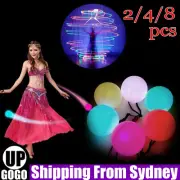 4-8pcs LED Poi Balls Multi Coloured Light Up Glow Belly Dance Party Festival AUS