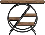 100cm Console Table, 4-Tier Industrial Hallway Sofa Table with Geometric Metal Frame, Rustic Brown