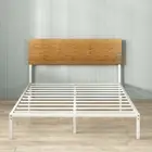 Zinus Bed Frame Queen Size Mattress Base Metal Bamboo White Figari