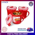 Sistema 656ml Medium Soup Mug 3-Pack Microwave Safe BPA-Free Assorted Colours
