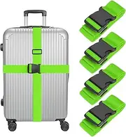 uxcell Luggage Straps with Quick-Release Buckle Adjustable Suitcase Belt Strap for Suitcase Briefcase Backpack Travel, Fluorescent Green, Pack of 4