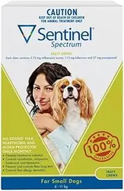 Sentinel Spectrum Flea and Worming Chewable Tablets for Small Dog 4 - 11 kg, Green (Pack of 6)