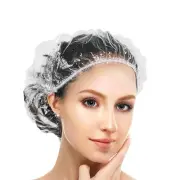 100PCS Disposable Shower Caps, Elastic Plastic Clear Hair, Medium Shower Cap, Th