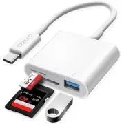 USB-C 3-in-1 Hub Adapter Converter SD Card Reader for iPhone 15, iMac, iPad, Mac