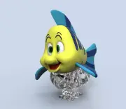 UNPAINTED Little Mermaid Flounder 3D Printed Model Kit 6" Tall (5-22)