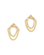Zoe Chicco 14K Yellow Gold Paris Diamond Princess & Baguette Chain Drop Earrings