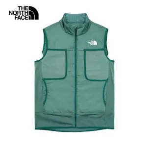 【The North Face 官方旗艦】北面男款綠色防風保暖立領鋪棉背心｜83S9I0F