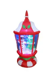 6 Foot Tall Christmas Inflatable Lantern with Snowman and Tree Color LED Ligh...