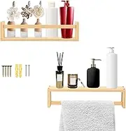 2Pcs Wood Floating Shelves, Wall Bookshelf, Floating Book Shelves for Wall, Nursery Book Shelves for Room Wall, Toys and Books Storage Organizer Bookshelves for Child Bedroom Bathroom