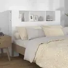 Wooden Headboard with Bed Storage Shelf Rack Head Bedhead White Double 140cm